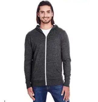 Unisex Triblend Full-Zip Light Hoodie (Red or Black)